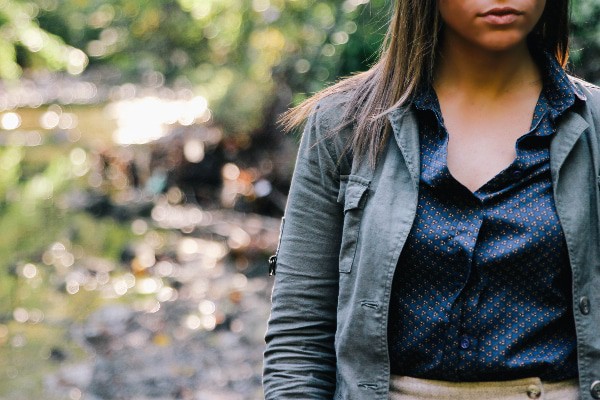 woman in woods