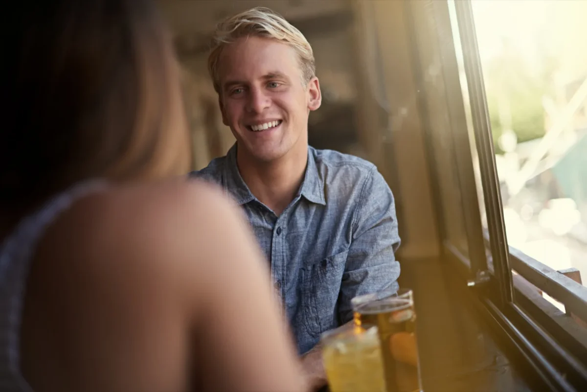 man on date smiling