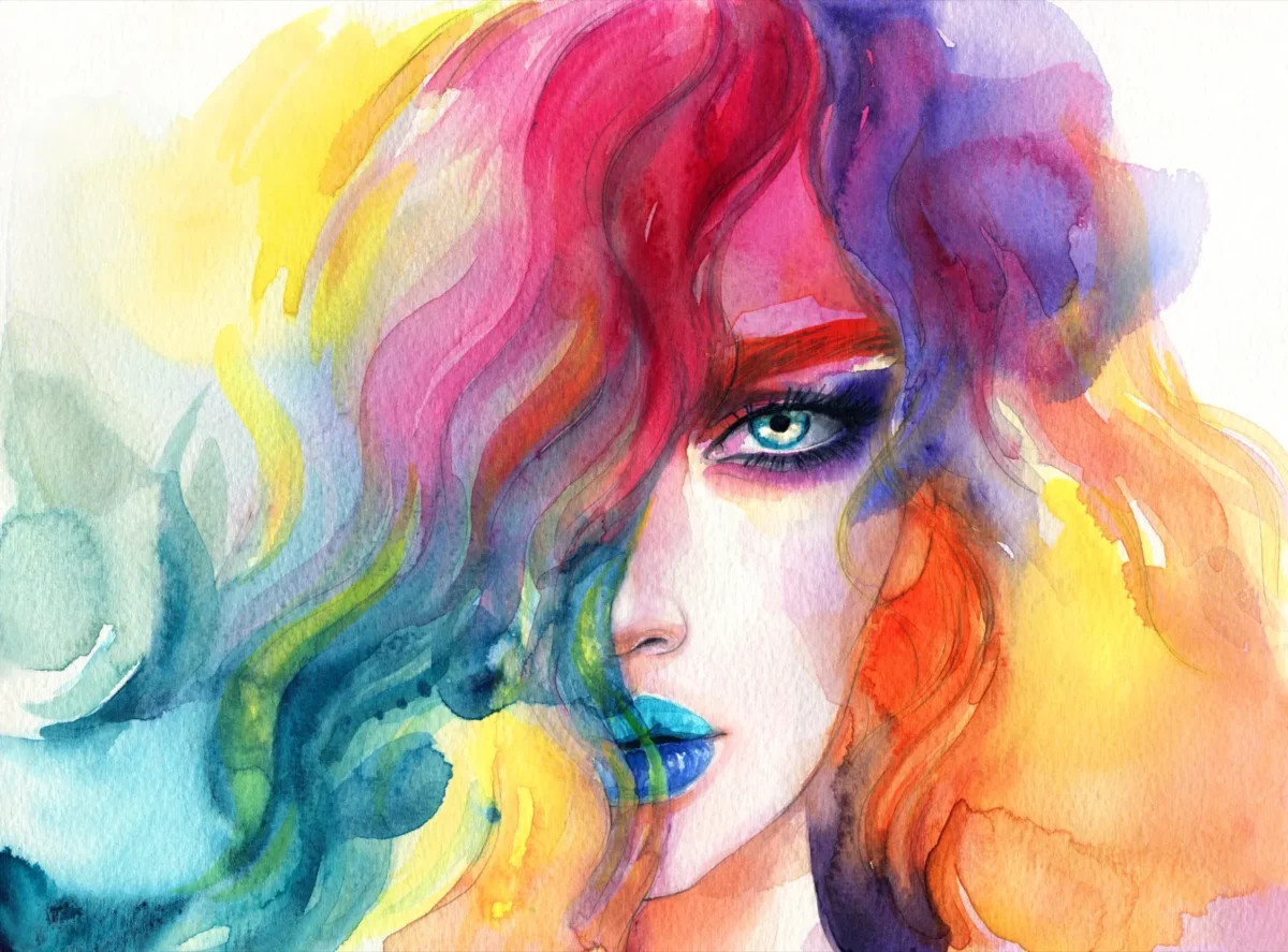 watercolor portrait of woman