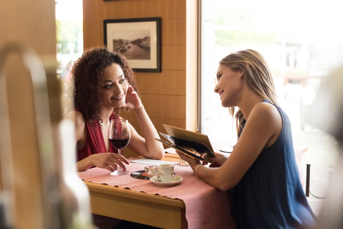 friends talking over drinks