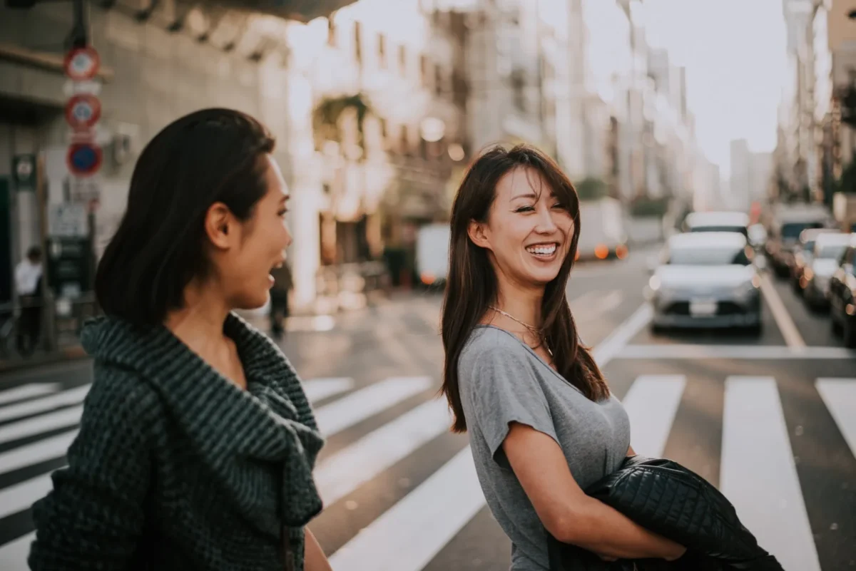 women on street walking