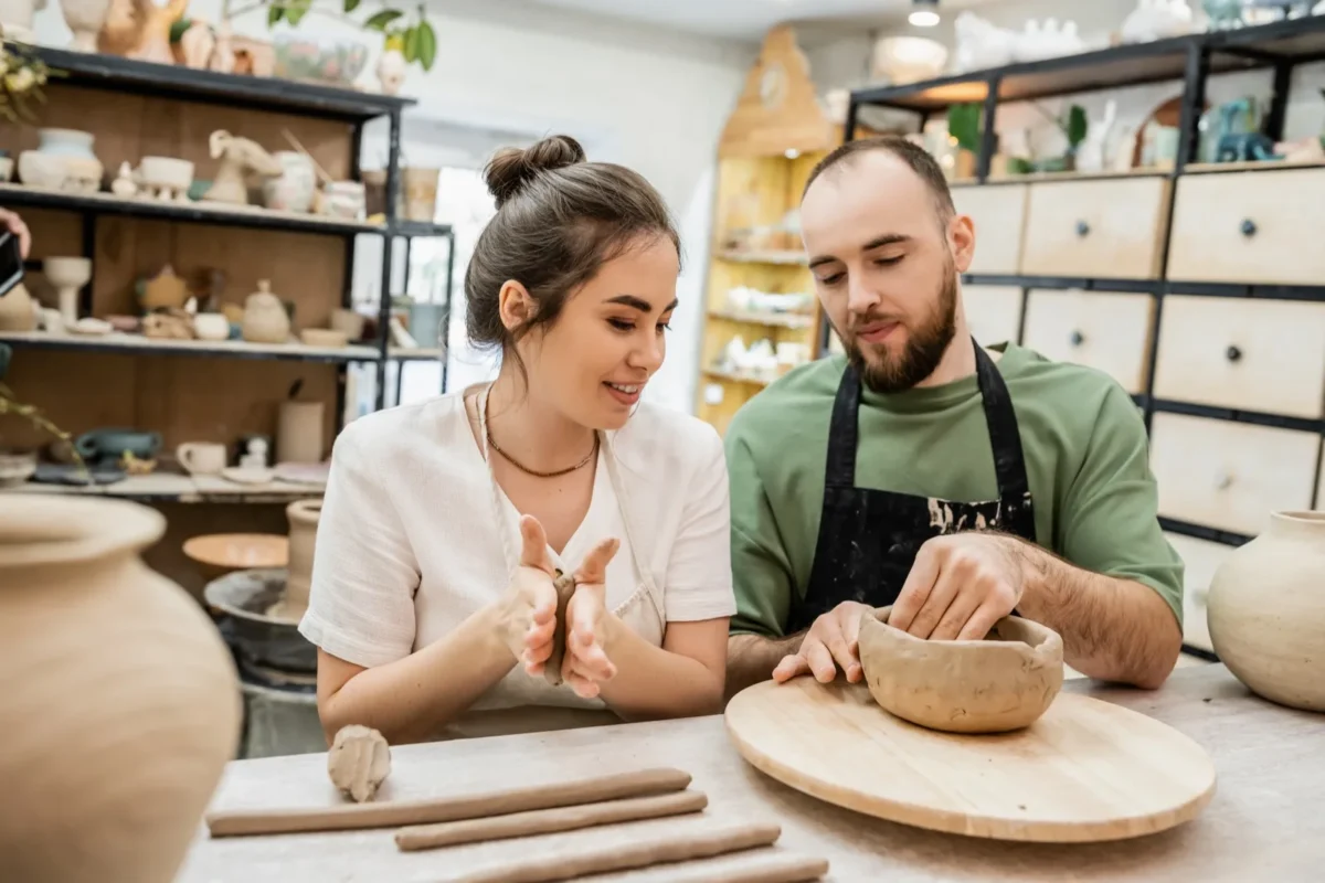 couple doing ceramics together