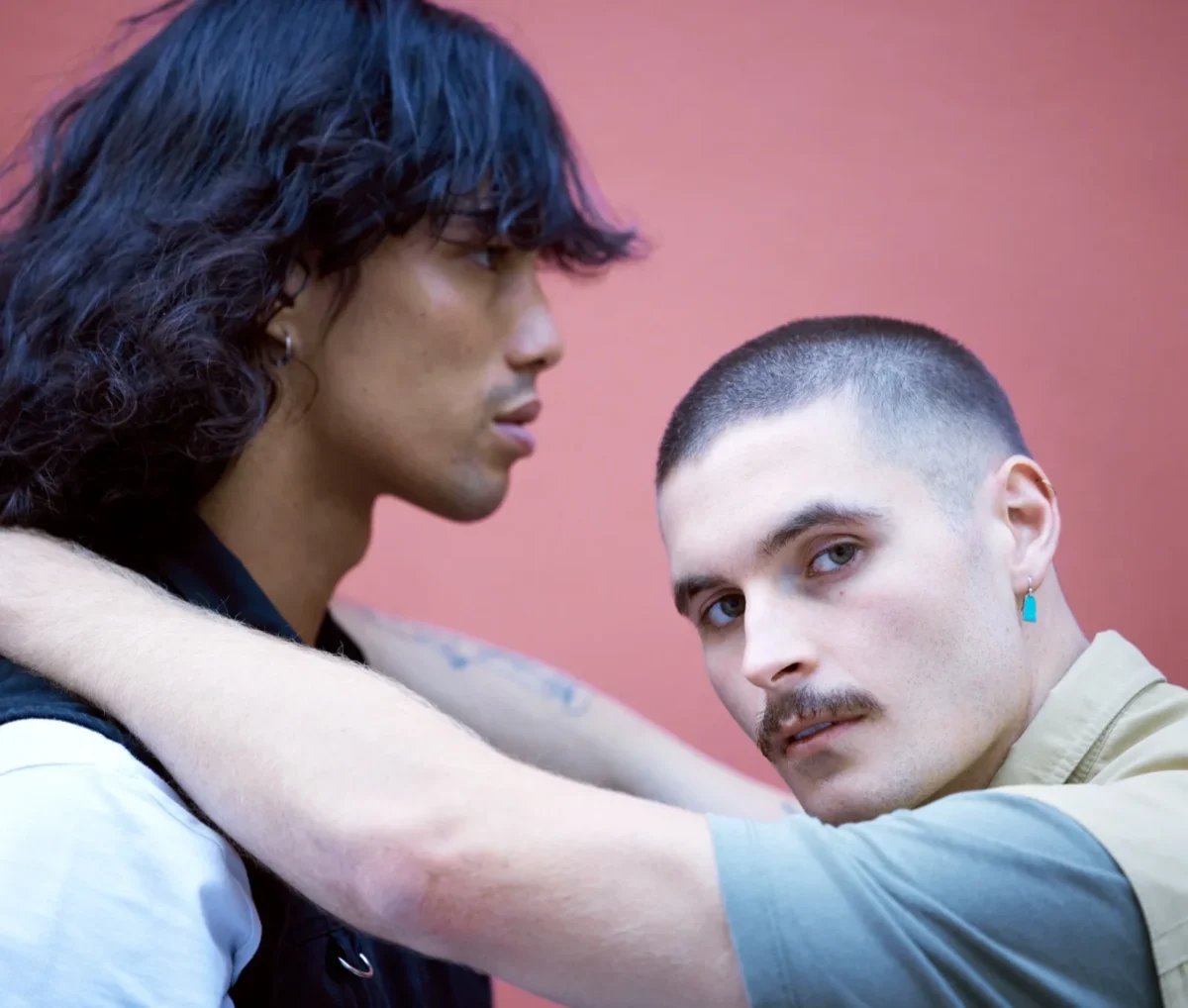man embracing partner