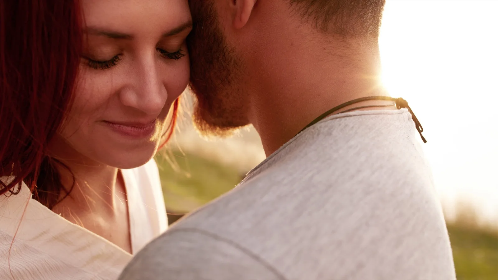 romantic couple embracing