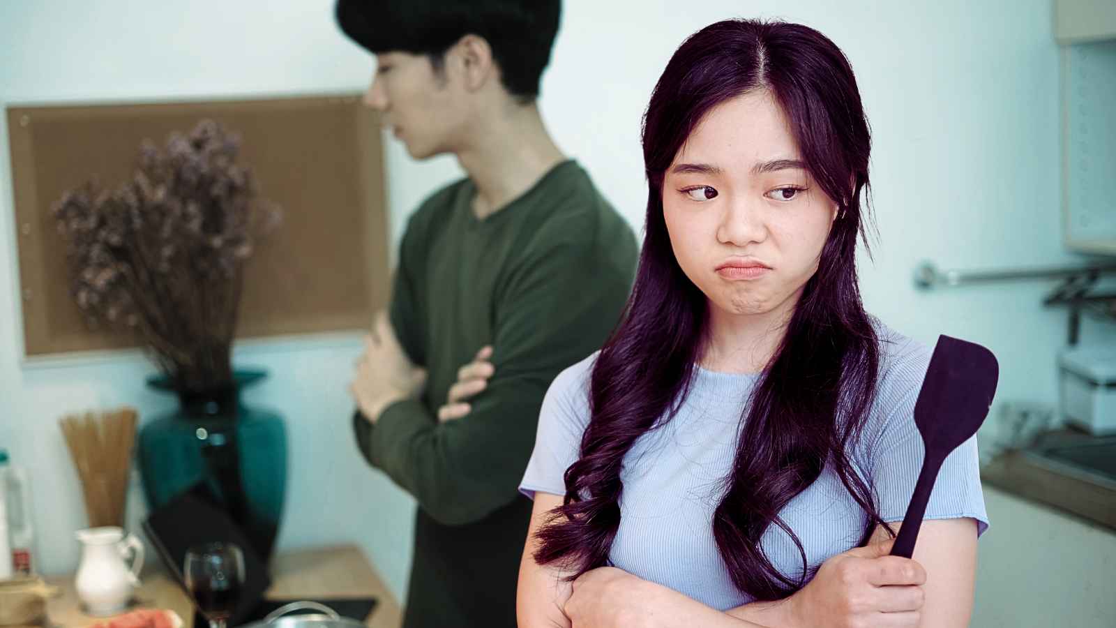 annoyed young woman in argument