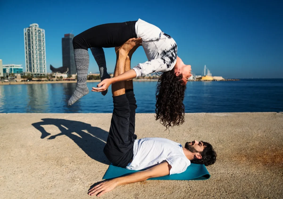 couple practicing yoga together