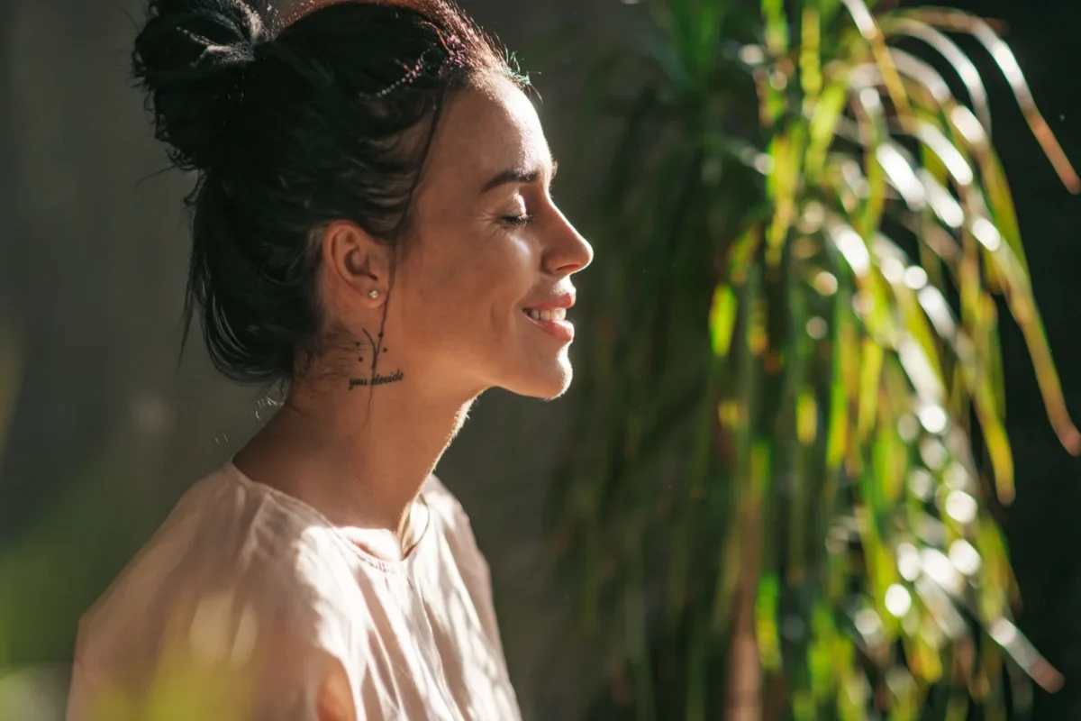 grateful woman smiling