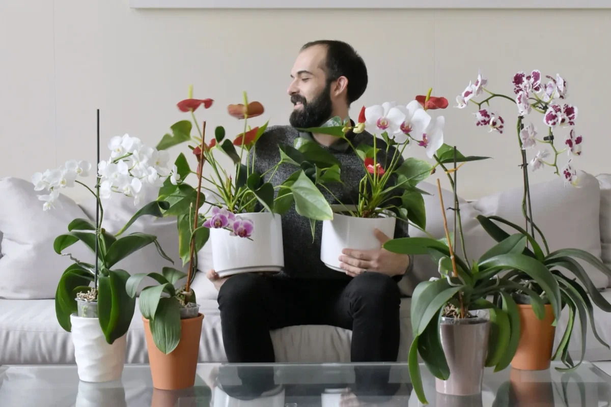 man with orchids