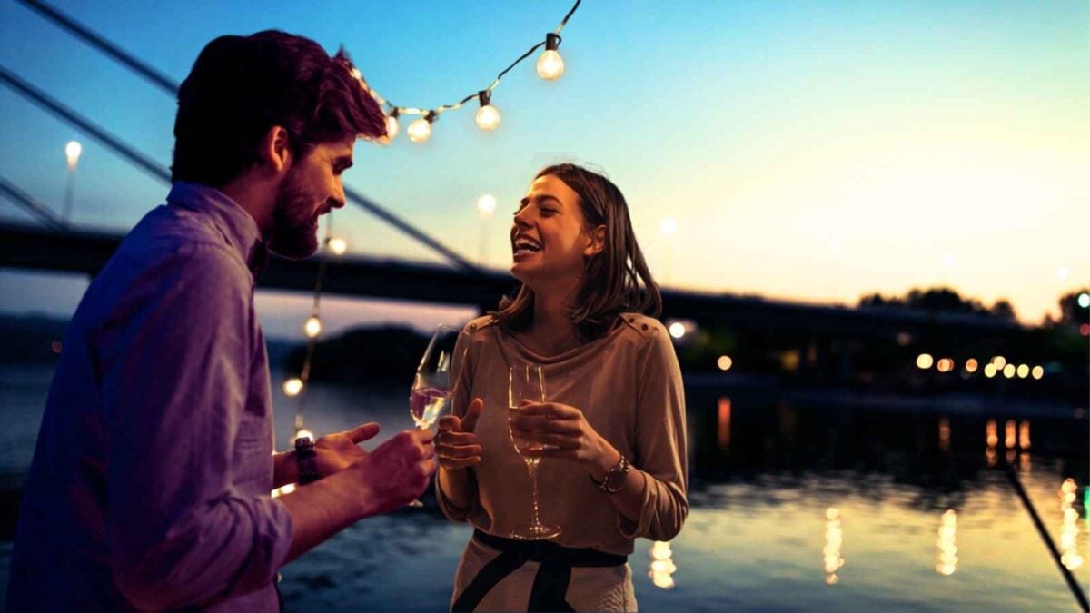 young man and woman on a date