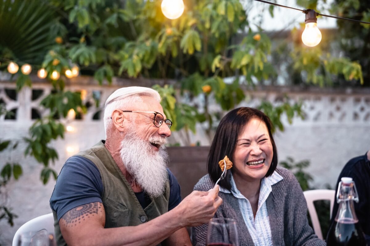 smiling couple outdoors