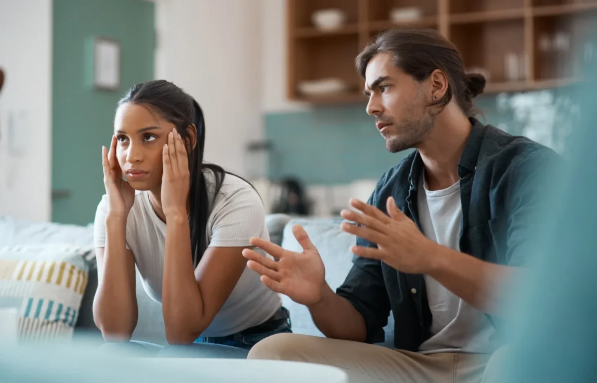 stressed couple having an argument
