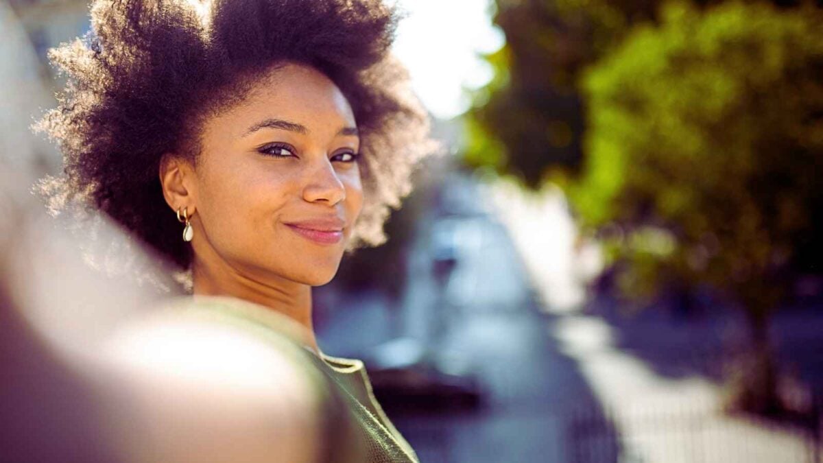 woman looking at camera