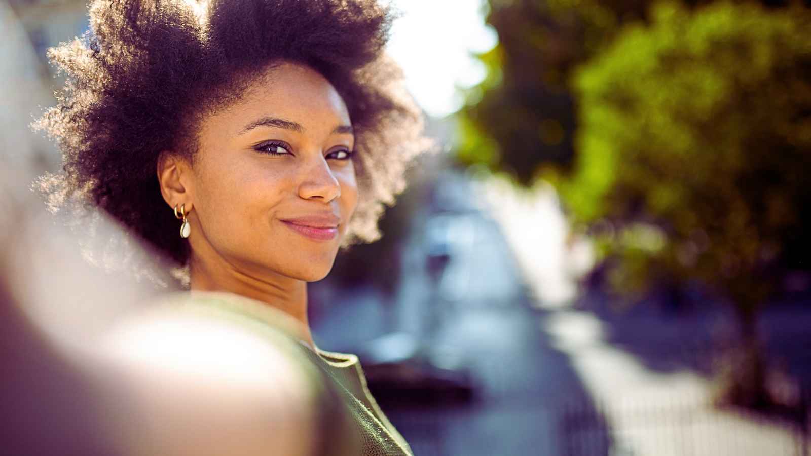woman looking at camera