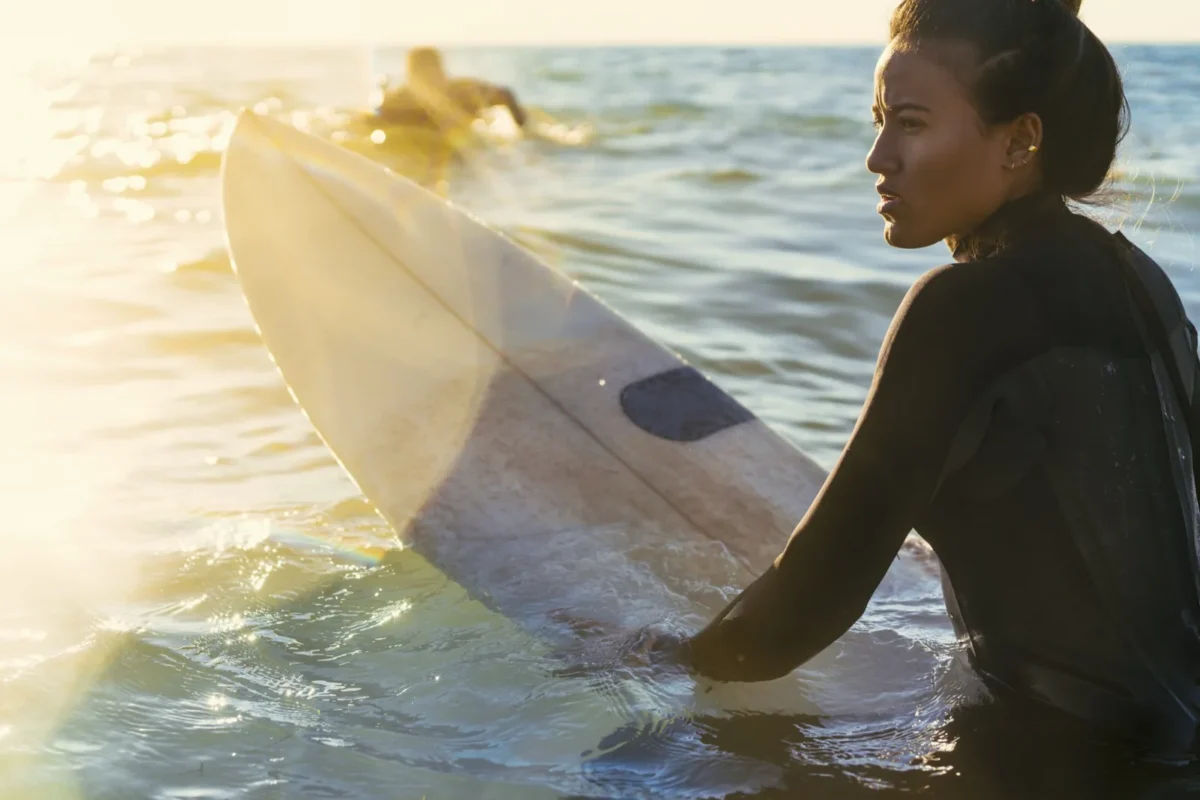 woman surfing