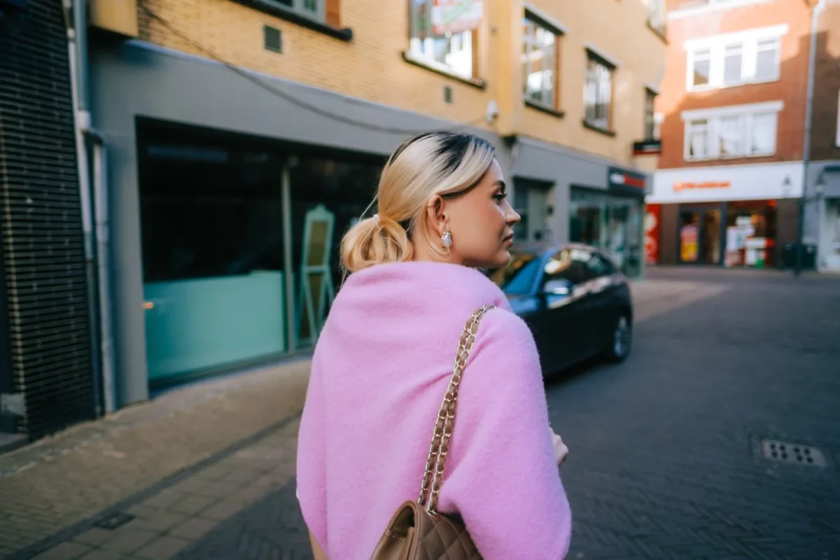 woman walking in street