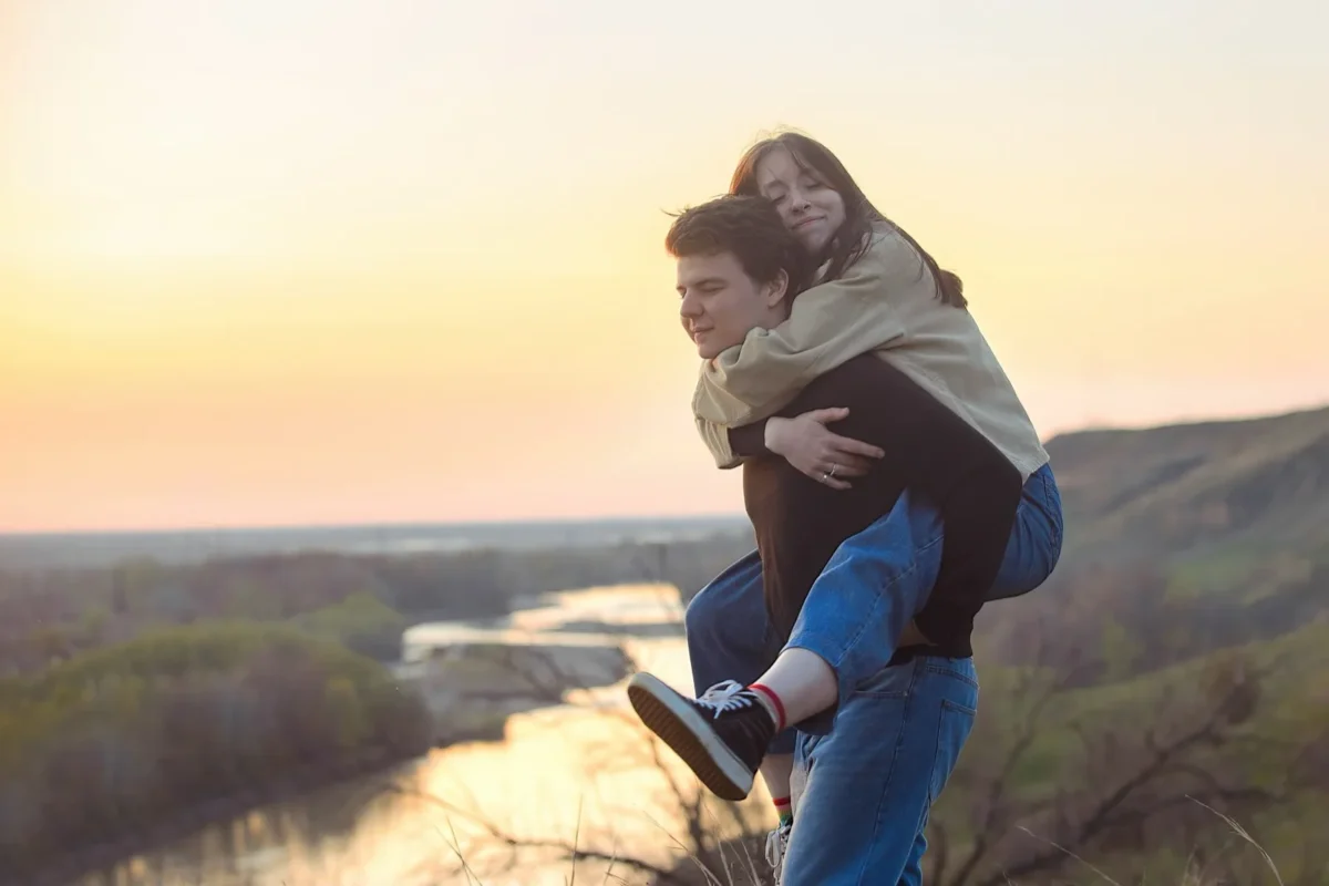 young couple on hike