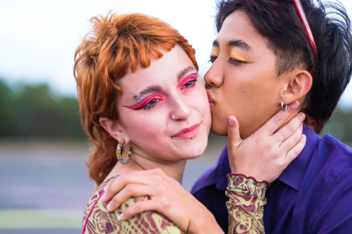 kissing someone on cheek
