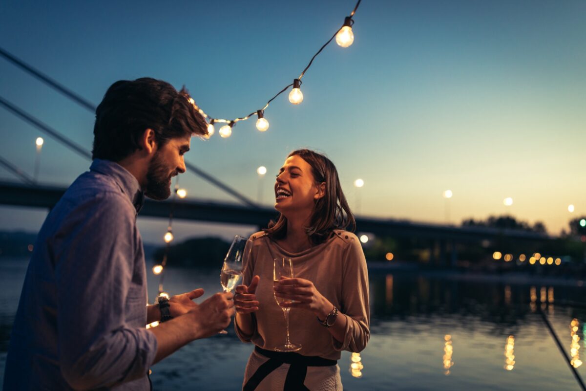 young man and woman on date